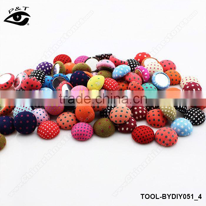 500pcs 15MM Semicircle Polka-dot Printing Covered Buttons Flatback Fabric Button Accessories for Craft