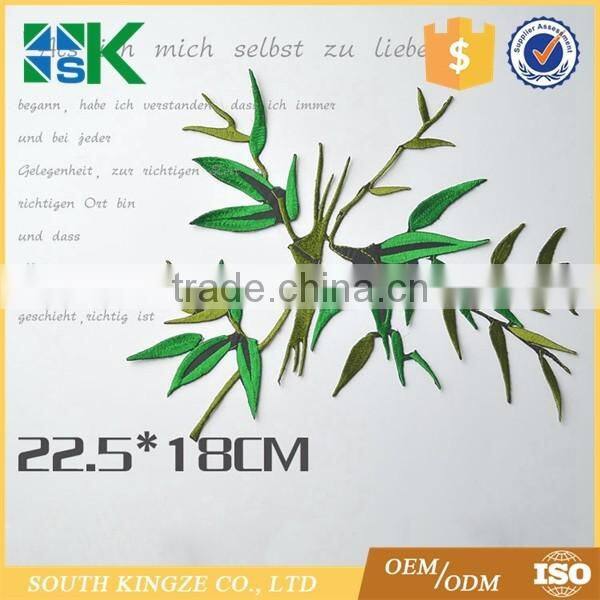 Chinese cheongsam style Green Bamboo Patch Embroidery Applique Sew On Patches Lace Fabric Motif