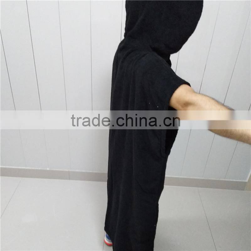 Custom Design Plain Dyed Cotton Terry Hooded Bath Towel Surf Poncho