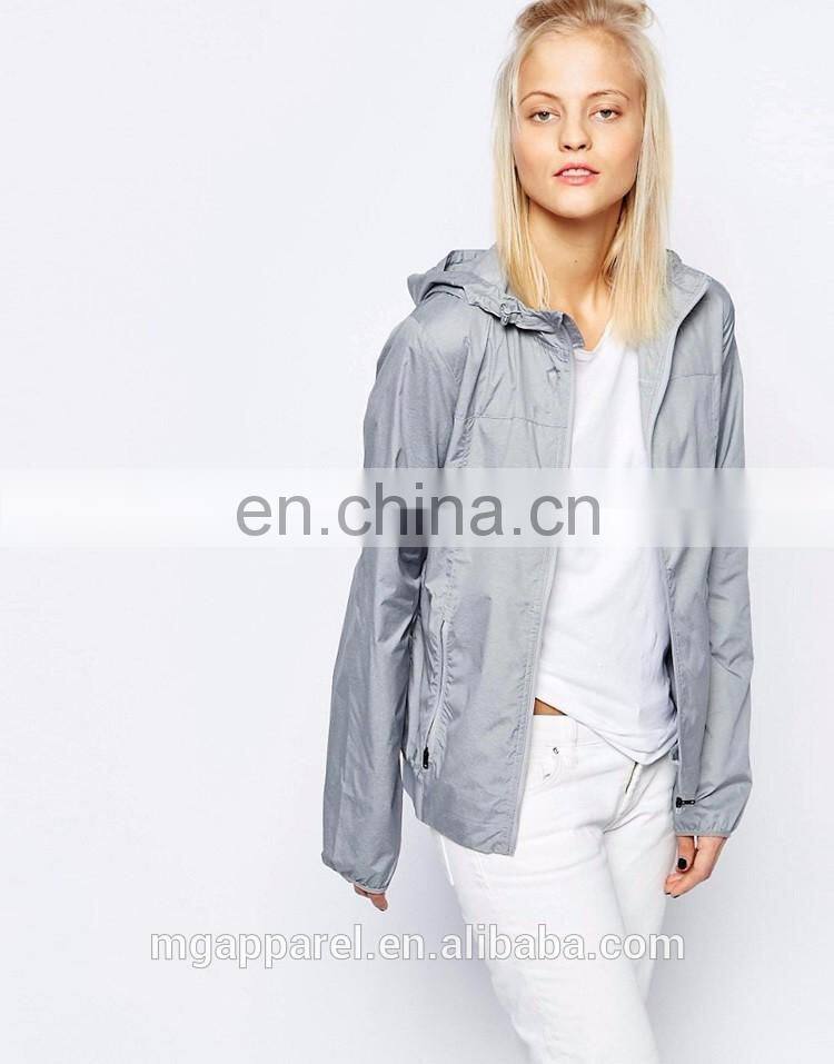 Wholesale fashion cheap plain windbreaker jacket for women 2016