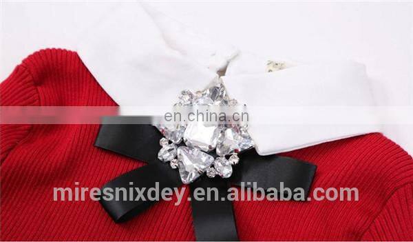 korean pullover peter pan collar woman sweater with wave edge