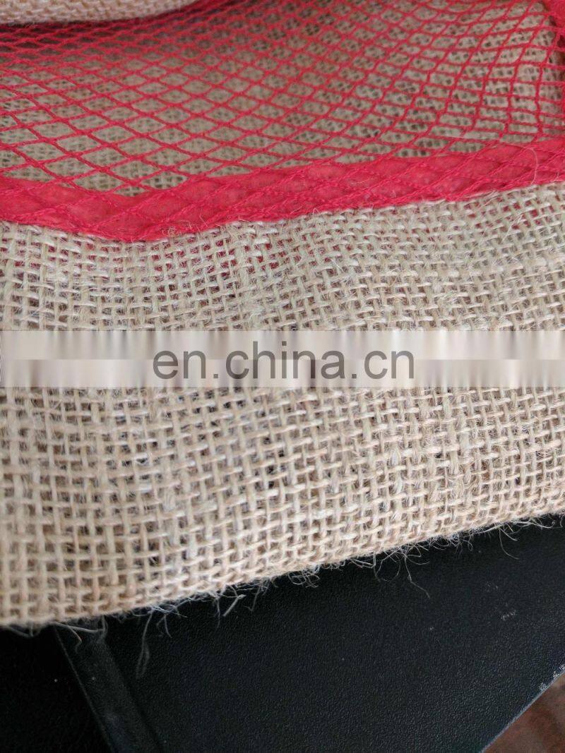 Jute Bag with Strong Mesh Bag, Jute Food Grade Packing Bag, Jute Porch with net and drawstring, Wholesale Jute Mesh Bag