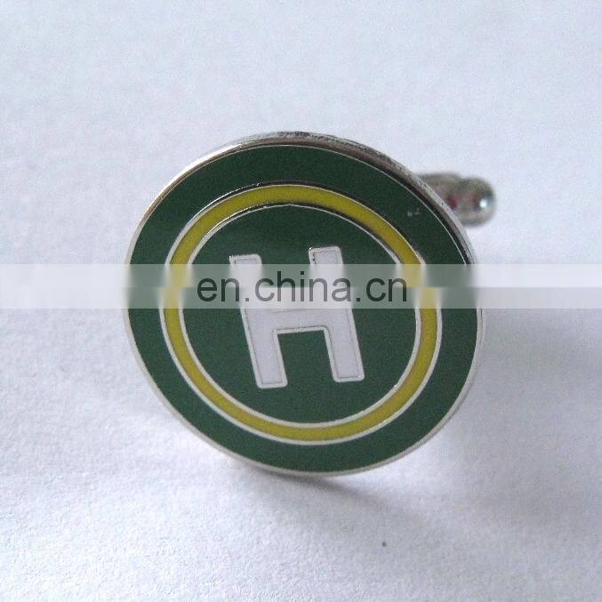Metal custom logo silver hard enamel cufflinks men
