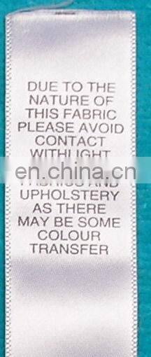wholesale garment woven label / tag / customized clothing satin / silk printing labels silk screen care label