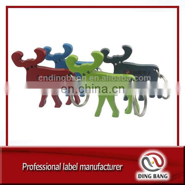Wholesale New Design Collection Type And Animal Shape Custom Souvenir Dark Blue Elk Aluminum Keyring Bottle Opener