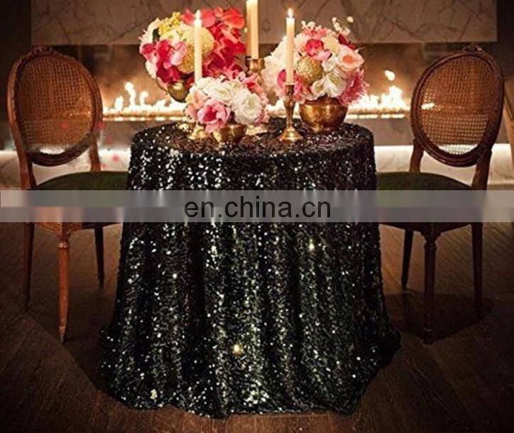 Black Shiny sequin round table cloth rectangular table cloth for wedding decoration