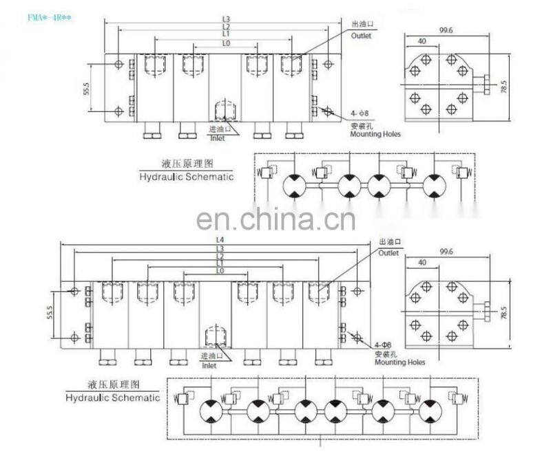2 sections hydraulic gear flow divider synchronous motor