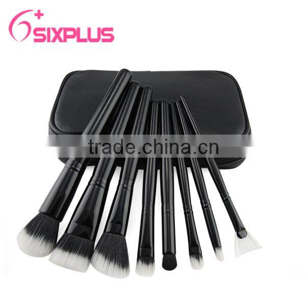 high end personalized hair brush set/ 8 piece black makeup brush/China beauty brushes set