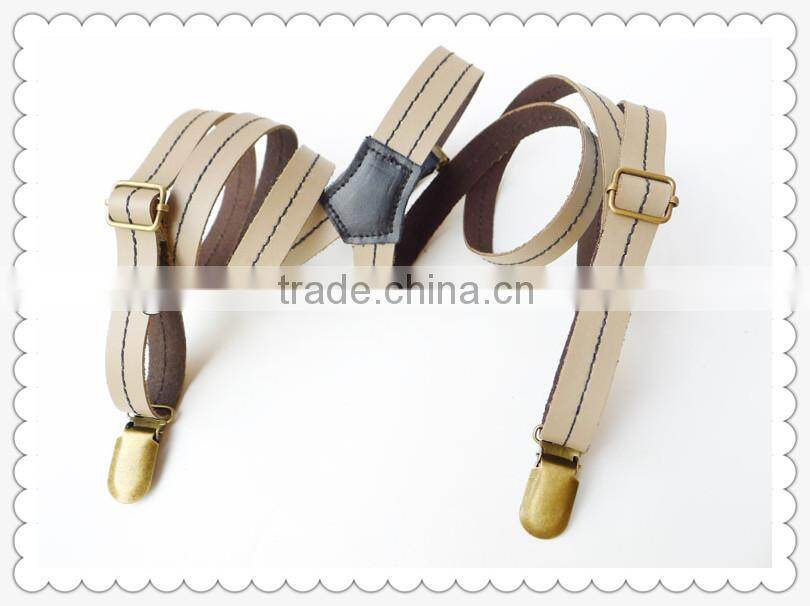 New man leather clips suspender