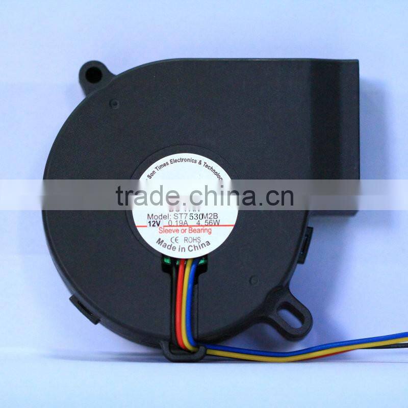 75*75*30mm exhaust blower axial flow dc fan with 12v 24v sleeve and ball bearing
