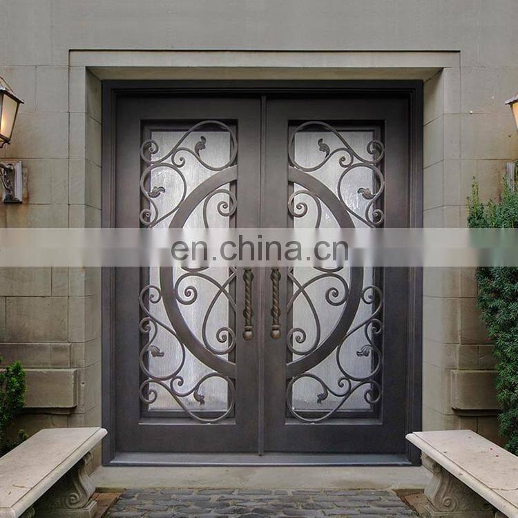 Cheap price modern safety main entrance waterproof wrought iron grill single security gate door design