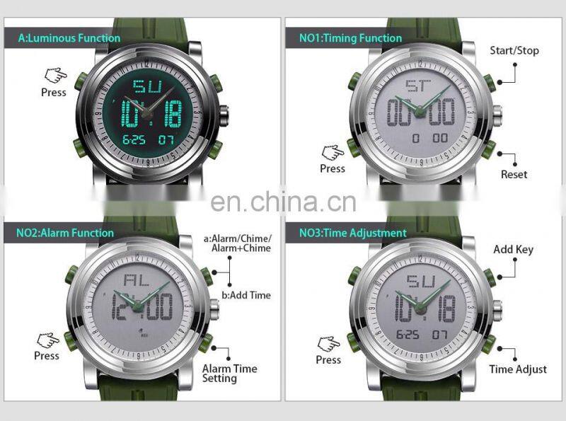 Small Order 50PCS Factory Direct Men's Watch Chronograph Silicone Band Alarm Watches Man Sport Wristwatch