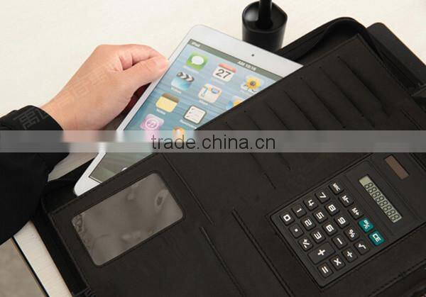 Zipper closing pu leather manager folder