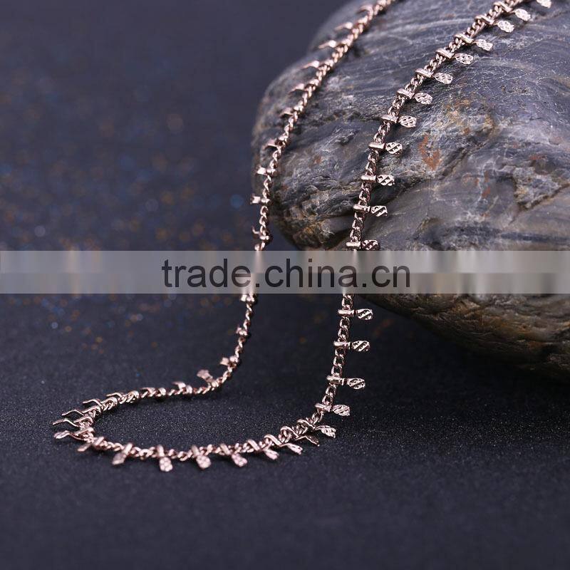 2015 china gold jewellery long fashion chain & coffee gold plated link chain