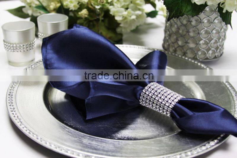 Polyester satin table napkin with ring for wedding, light guava color