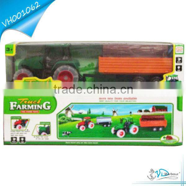 Child Plastic Friction Farm Tractor Toy with Music and Light