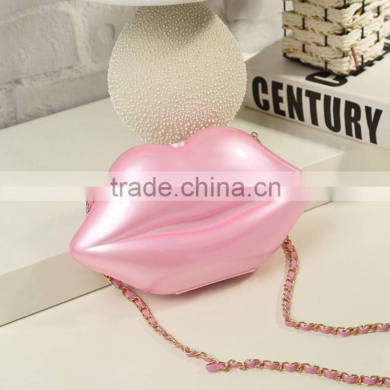 57 2016 New Arrival Big Lip Pu Leather Women's Clutch Chain Shouder Messenger Bags Evening Bag Red Lip Purse Women Handbags