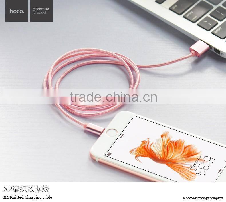 HOCO X2 Knitted charging cable for Apple/Android mobile phone Micro USB 2in1metal Weave Sync Data Cable for Apple/Android phone