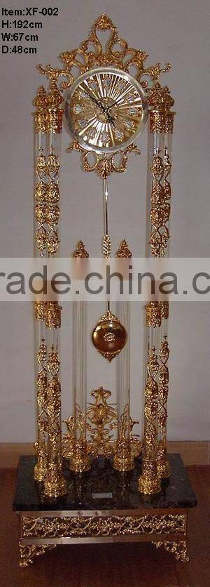 Big crystal clock golden floor clock
