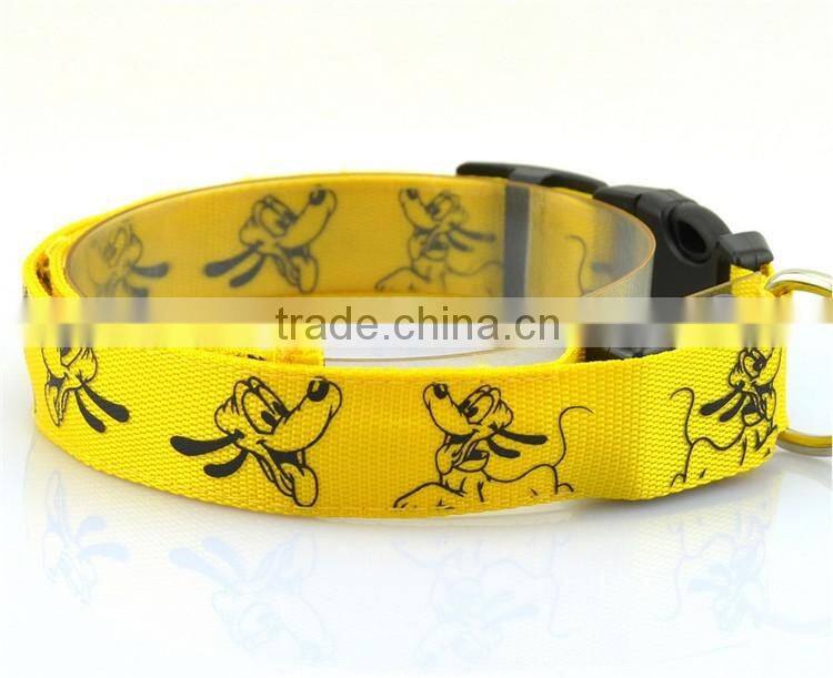 Cute Cartoon Dog LED Nylon Pet Dog Cat Collar Night Safety LED Light-up Flashing Glow in the Dark Lighted Dog Collars