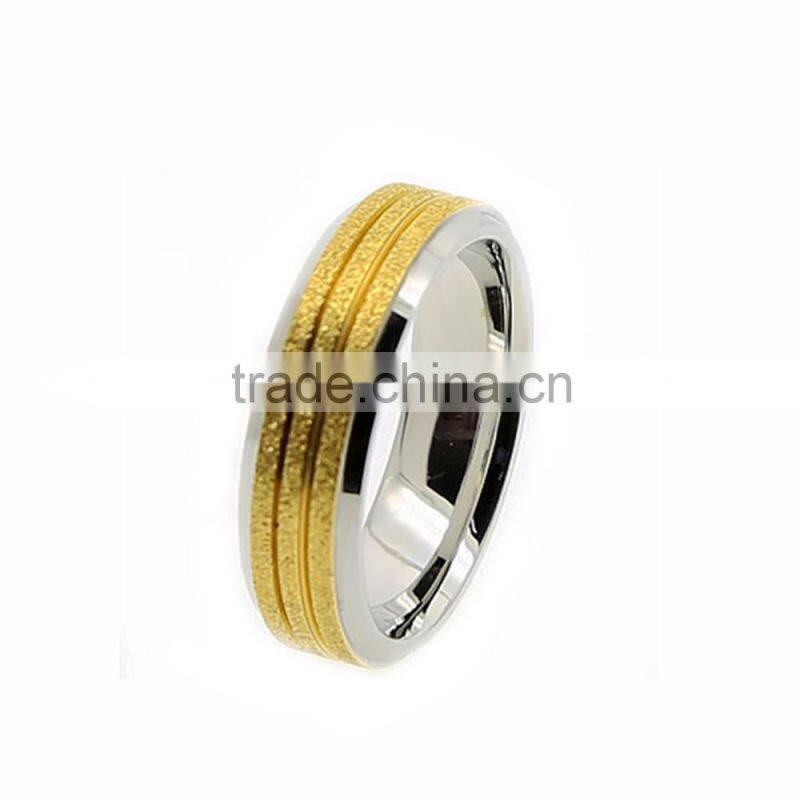 Stainless Steel Gold Plated Rings Mirror Polished Diamond Dust Jewelry