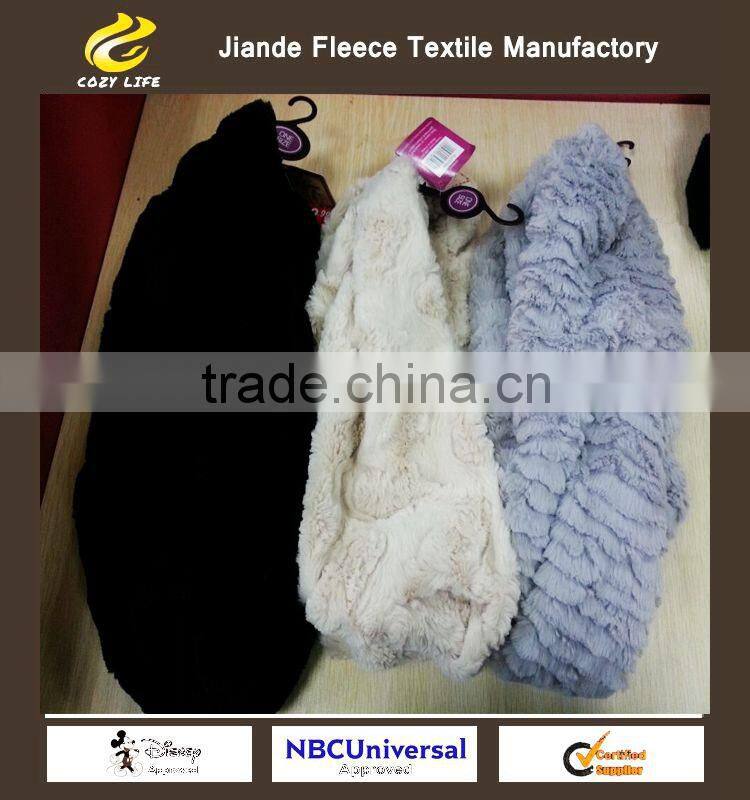 2015 New Fashion 100% Polyester Winter Faux Fur Snood ring scarf For Women Ladies fleece scarf
