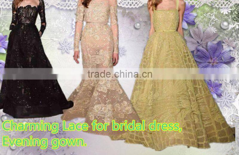 Embroiedered lace fabric CA115B