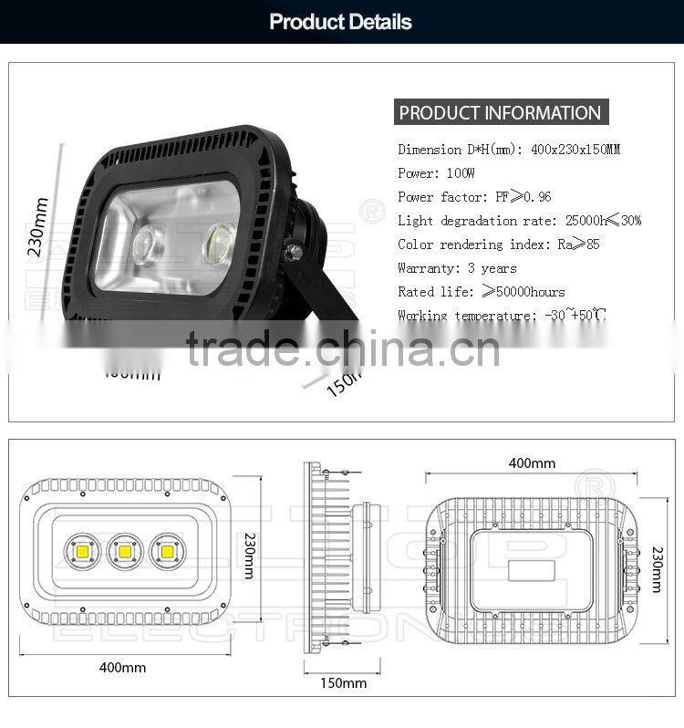 High qulity waterproof cob 100w led outdoor flood light 120v