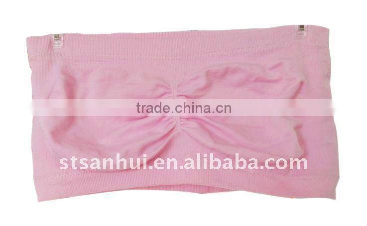 Pink wrinkle sexy tube bandeau bra plus size/boob tube bandeau top wholesale