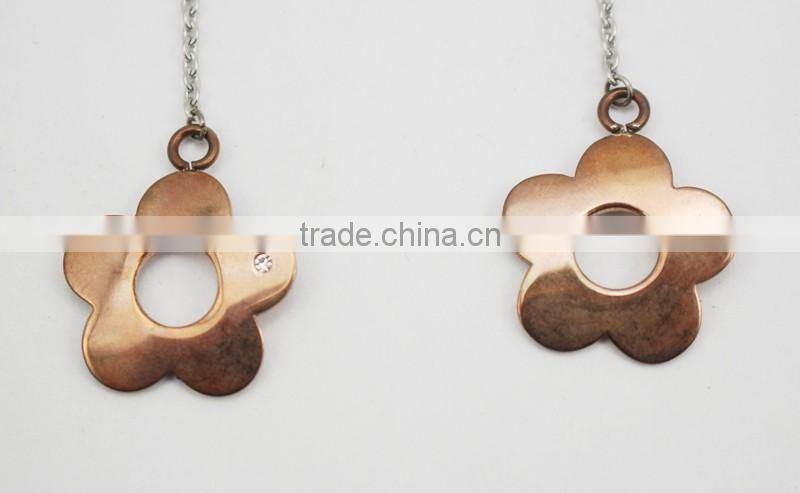 Two Tone Simple Long Stainless Steel Flower Drop Earring