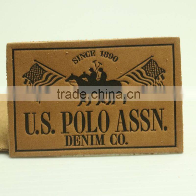 Custom jeans pu label and jeans leather patch labels