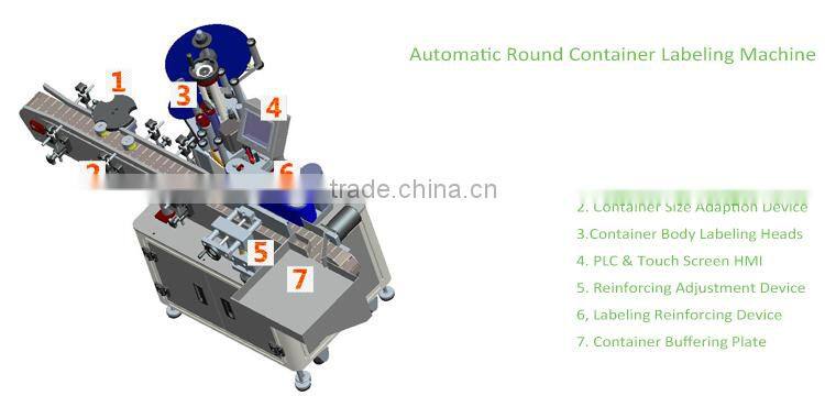 Vertical Type Automatic Round Container sticker labeling machine