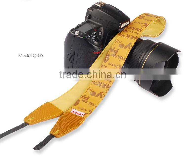 yellow Leather Camera Strap Shoulder Neck Russian Series For DSLR for Canon for Nikon Q-01