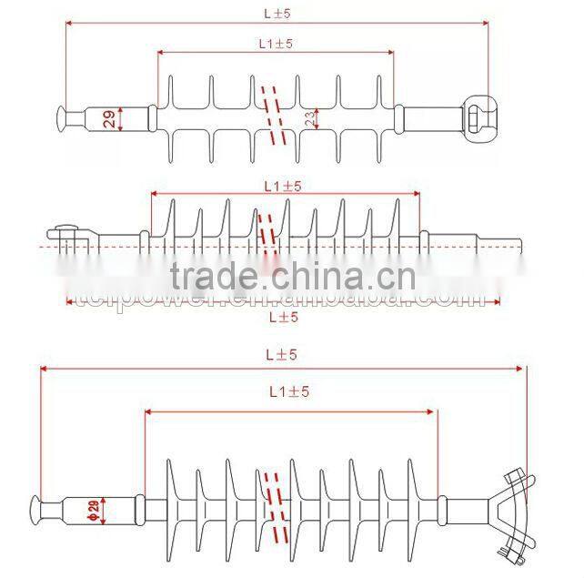 10KV 70KN Polymer suspension insulator W,T coupling for electric fence