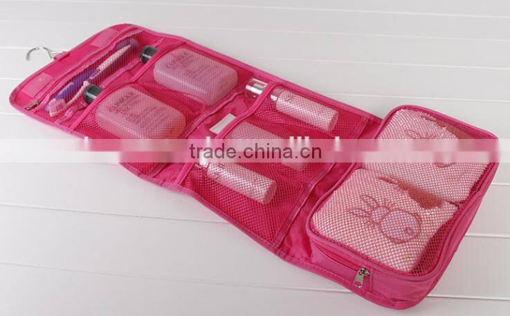 Travel series 100% polyester fold up cosmetic bag, make up bag, travel bag