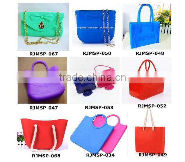 Fashion women sweet jelly silicone tote beach bag for lady