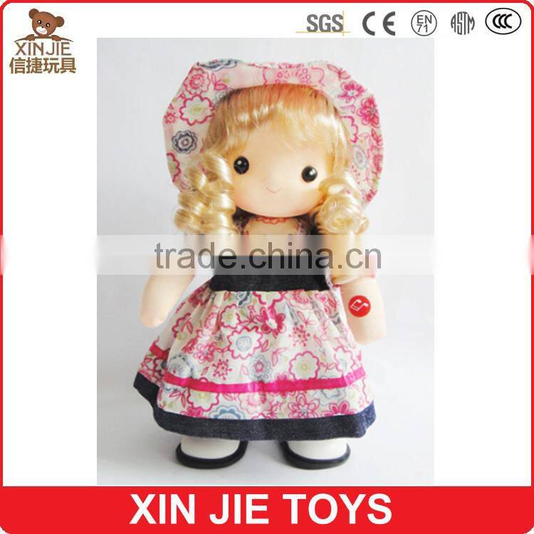 CE standard standing plush doll toy standing girl doll with adress 10inch standing stuffed girl doll toys