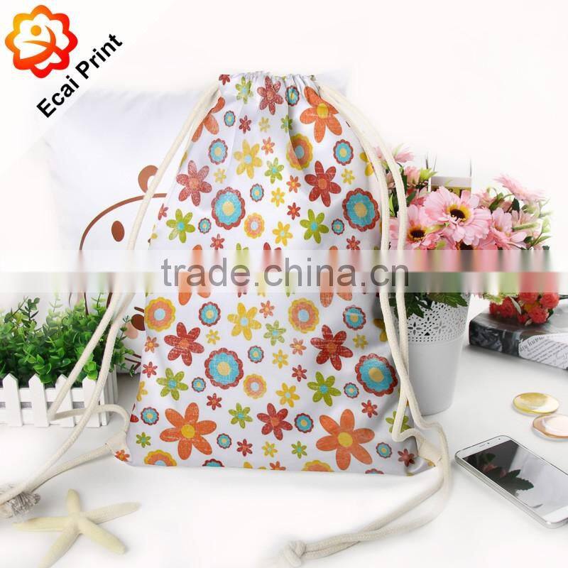 popular hot sell custom made heat transfer drawstring bag