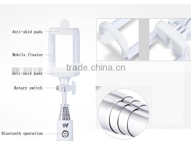 Extendable Self Portrait Selfie Handheld Stick Monopod + bluetooth selfie remote for IOS Android Phones