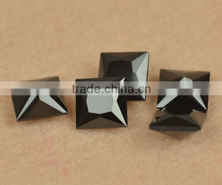 wholesale price gem stone square princess cut synthetic black nano spinel