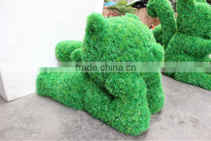 Artificial green plant topiary rabbit shape for garden decoration