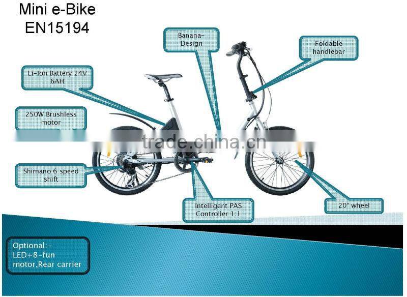 Small city electric bicycle 2014 new design e-bike motor 250w 24v