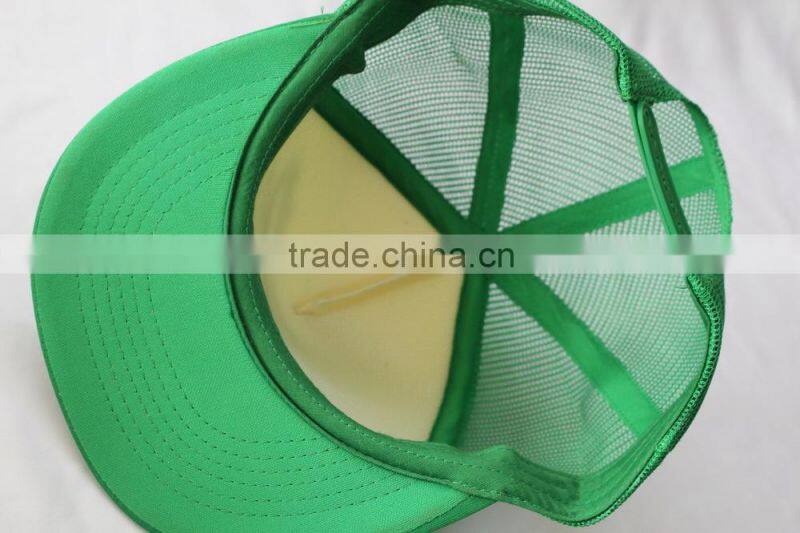 Custom green white flat brim 5 panel cap