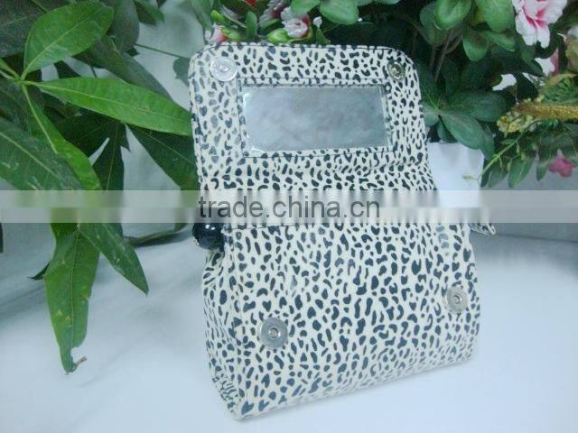 2016 new arrival makeup bag leopard print PVC cosmetic bag sexy lady bag with mirror