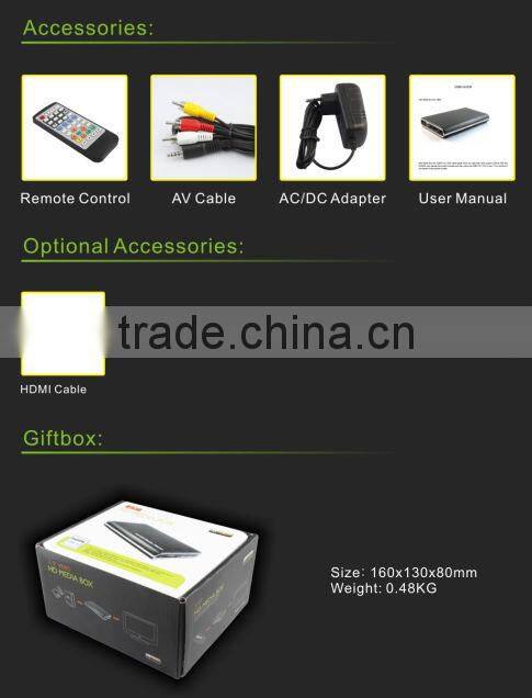 Best 3D 1080p media player Mini TV player Internal 2.5" hard disk