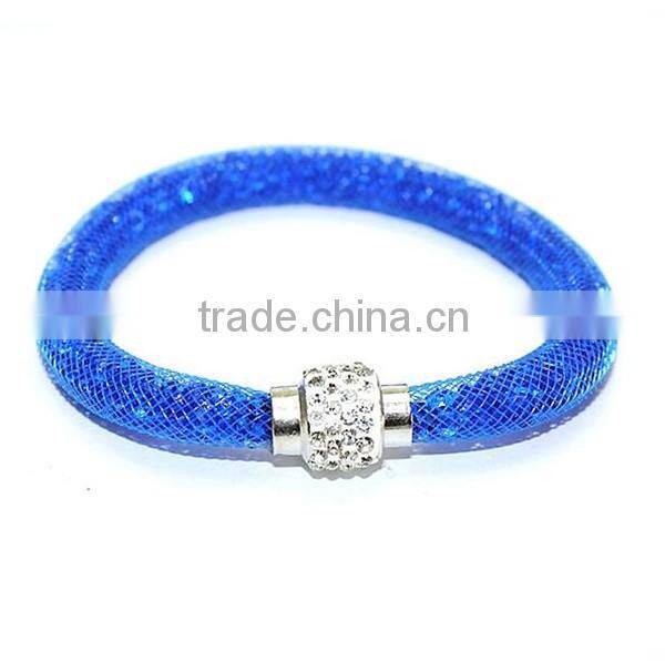 Hot sale fashion multi-color bio magnetic stardust bracelet,mesh crystal charm bracelet