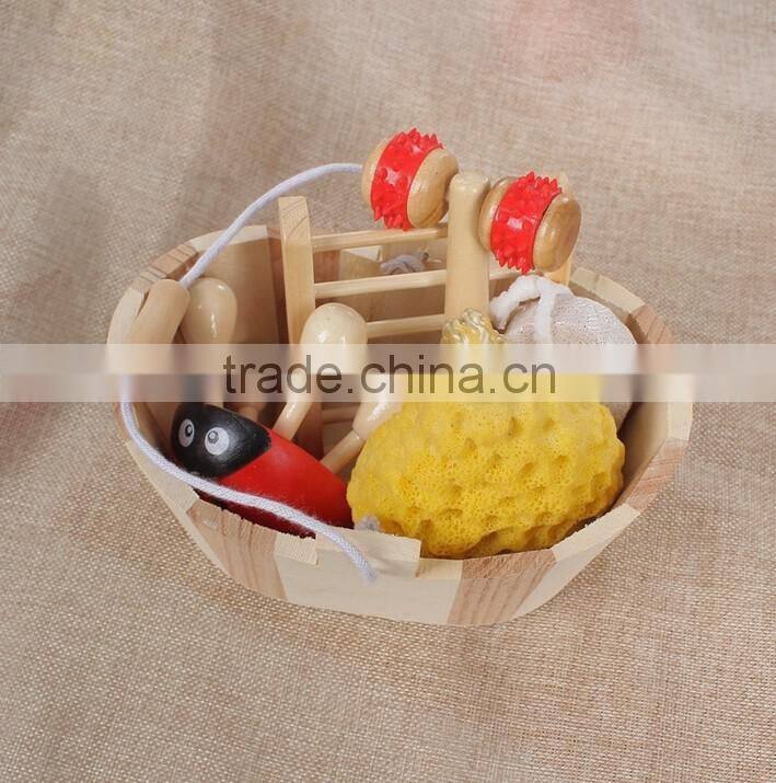 Hot selling natural wooden bath pumice stone and bath brush,bath sponge set