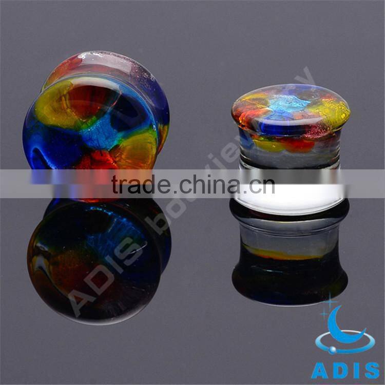 Body piercing jewellery colorful wholesale custom pyrex glass ear stretcher