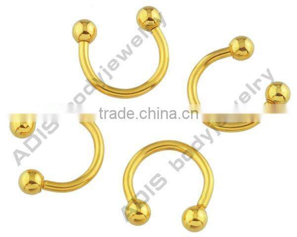 Anodized Gold Titanium G23 Horseshoes Jewelry