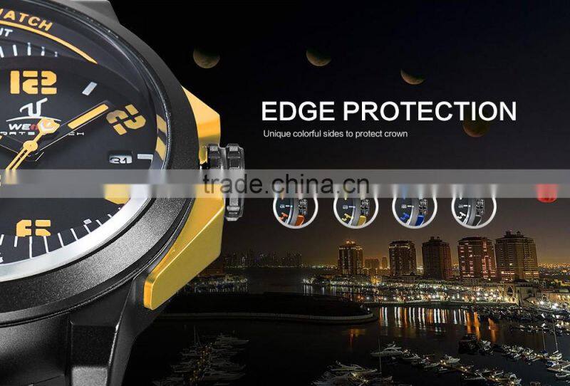 WEIDE top brand watch mens dual time watch big black dial japan movt quartz watch stainless steel back water resistant 30m compl